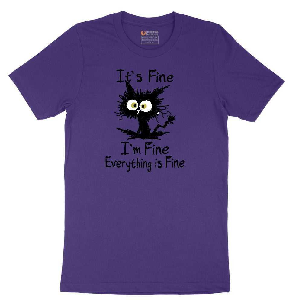 I'm Fine Its Fine Everything is Fine - Mens & Ladies T-Shirt Short Sleeve Tee - Team Purple