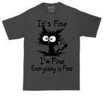 I'm Fine It's Fine Everything is Fine tall t-shirt for men in Dark Heather Grey