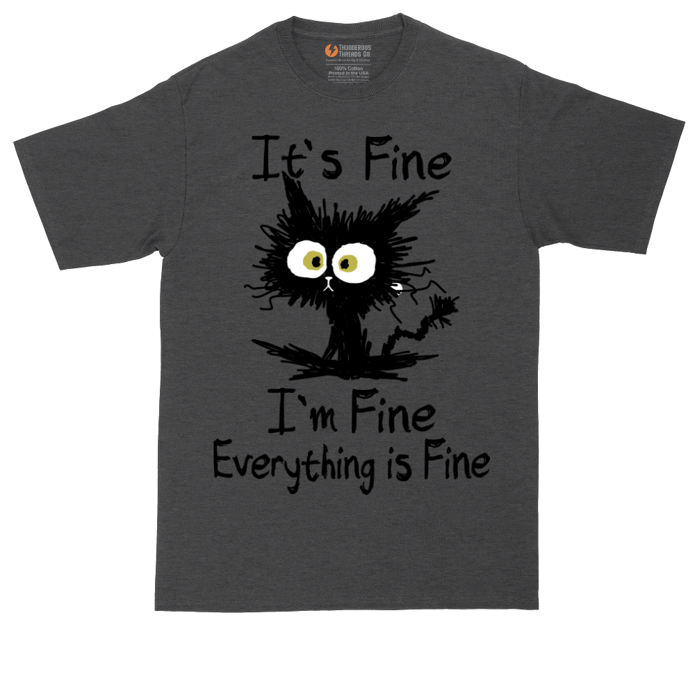 I'm Fine It's Fine Everything is Fine tall t-shirt for men in Dark Heather Grey