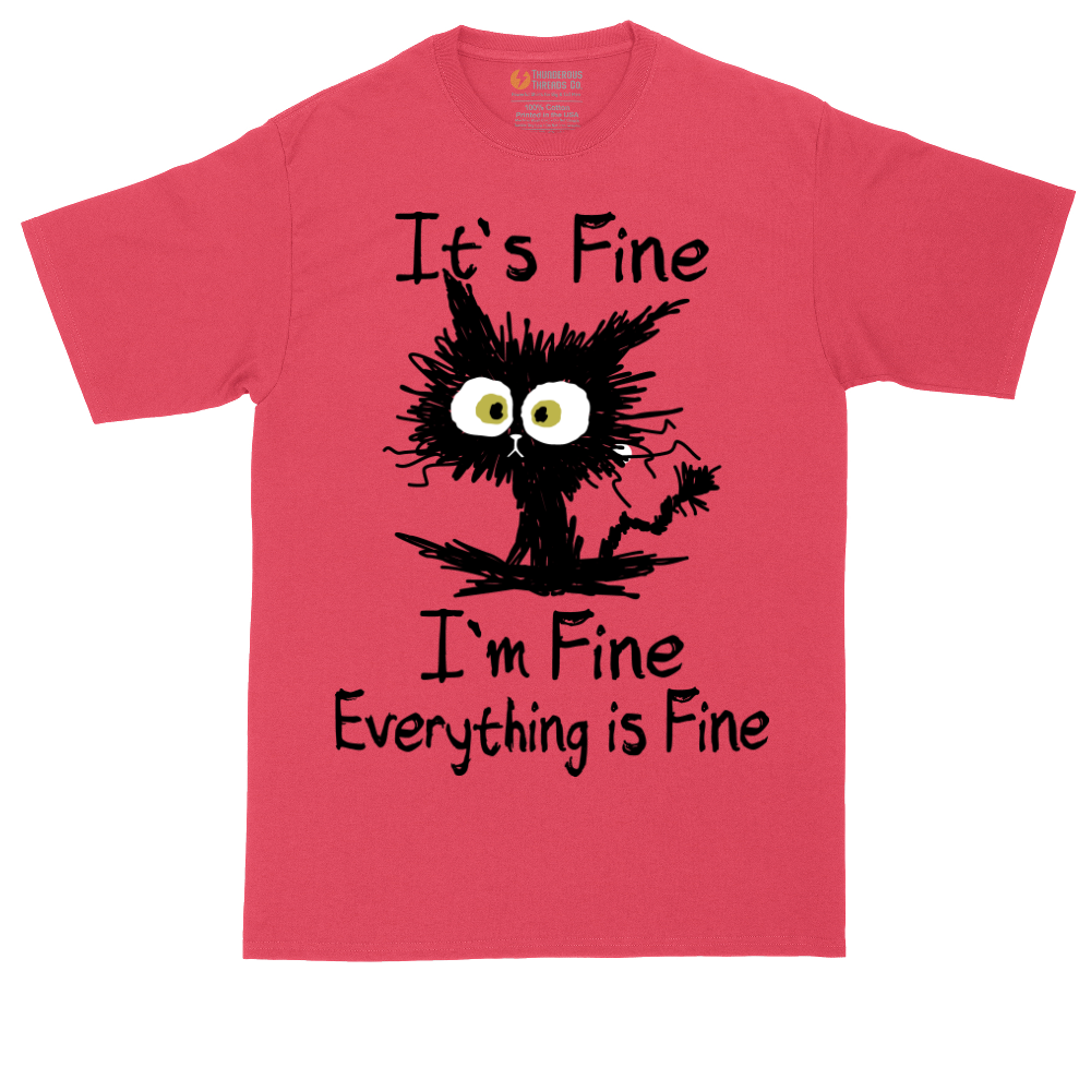 I'm Fine It's Fine Everything is Fine tall t-shirt for men in Heather Red