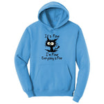 I'm Fine Its Fine Everything is Fine Youth Hoodie - Aquatic Blue