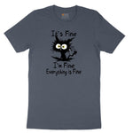 I'm Fine Its Fine Everything is Fine Youth Short Sleeve Tee - Heather Navy