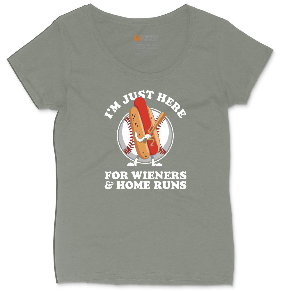 I'm Just Here for Weiners and Home Runs Ladies Curvy Tee - Bamboo Blackout