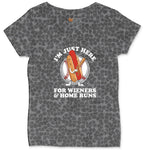 I'm Just Here for Weiners and Home Runs Ladies Curvy Tee - Black Leopard