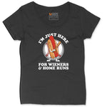 I'm Just Here for Weiners and Home Runs Ladies Curvy Tee - Black