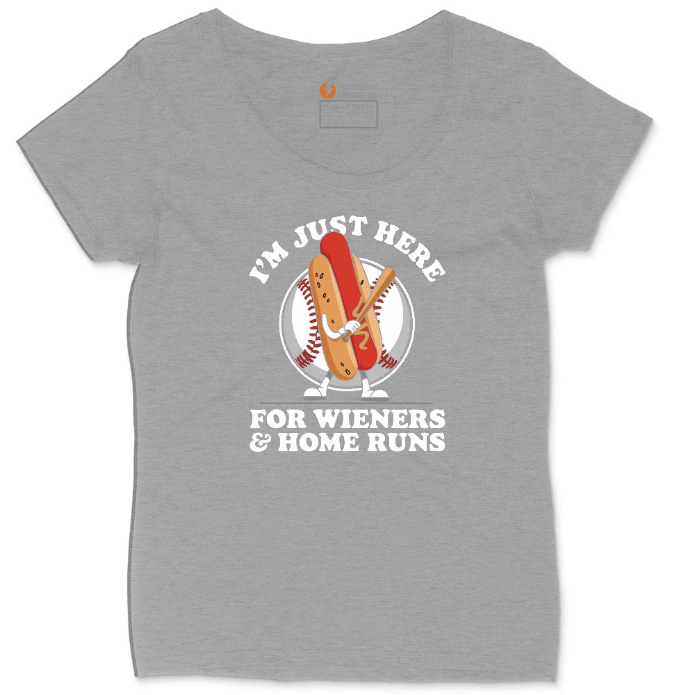 I'm Just Here for Weiners and Home Runs Ladies Curvy Tee - Granite Heather