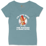 I'm Just Here for Weiners and Home Runs Ladies Curvy Tee - Surf Blackout