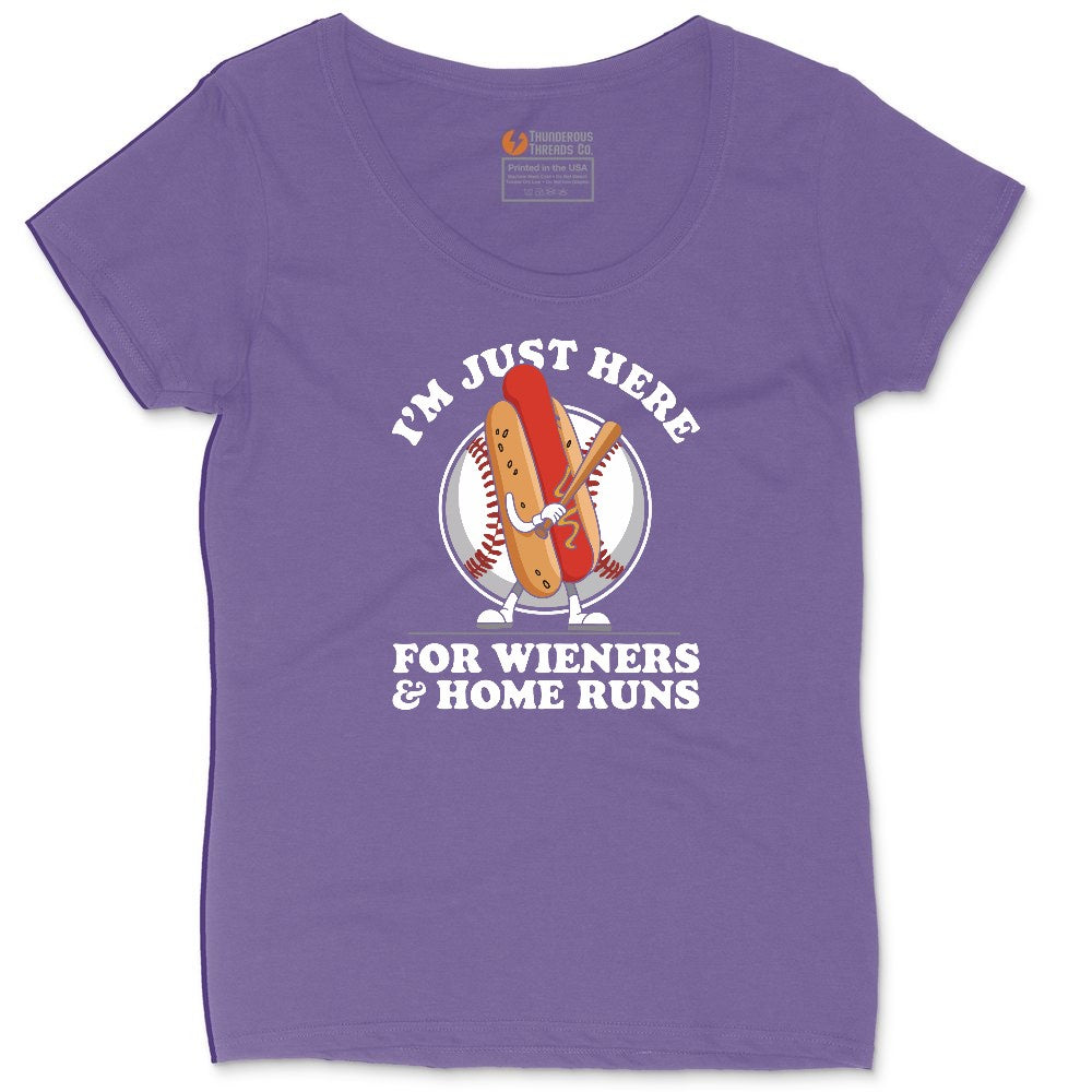 I'm Just Here for Weiners and Home Runs Ladies Curvy Tee - Vintage Purple