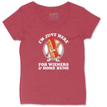 I'm Just Here for Weiners and Home Runs Ladies Curvy Tee - Vintage Red