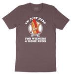 I'm Just Here for Weiners and Home Runs Ladies Short Sleeve Tee - Sangria Blackout