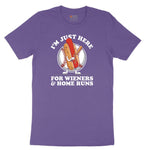 I'm Just Here for Weiners and Home Runs Ladies Short Sleeve Tee - Vintage Purple