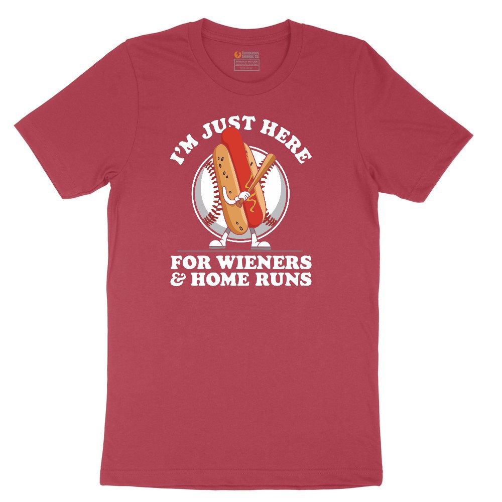 I'm Just Here for Weiners and Home Runs Ladies Short Sleeve Tee - Vintage Red