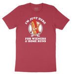I'm Just Here for Weiners and Home Runs Ladies Short Sleeve Tee - Vintage Red