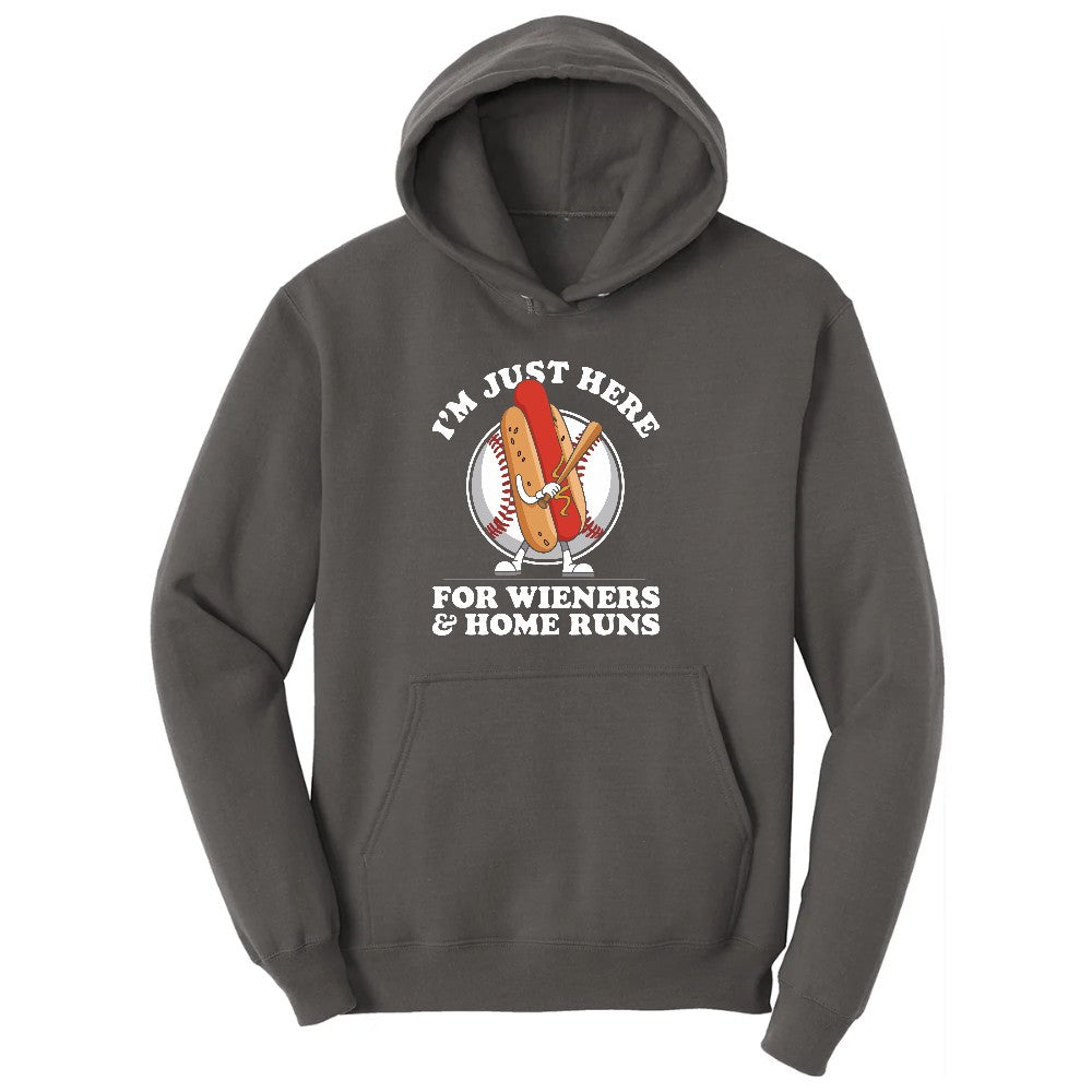 I'm Just Here for Weiners and Home Runs Hoodie - Charcoal