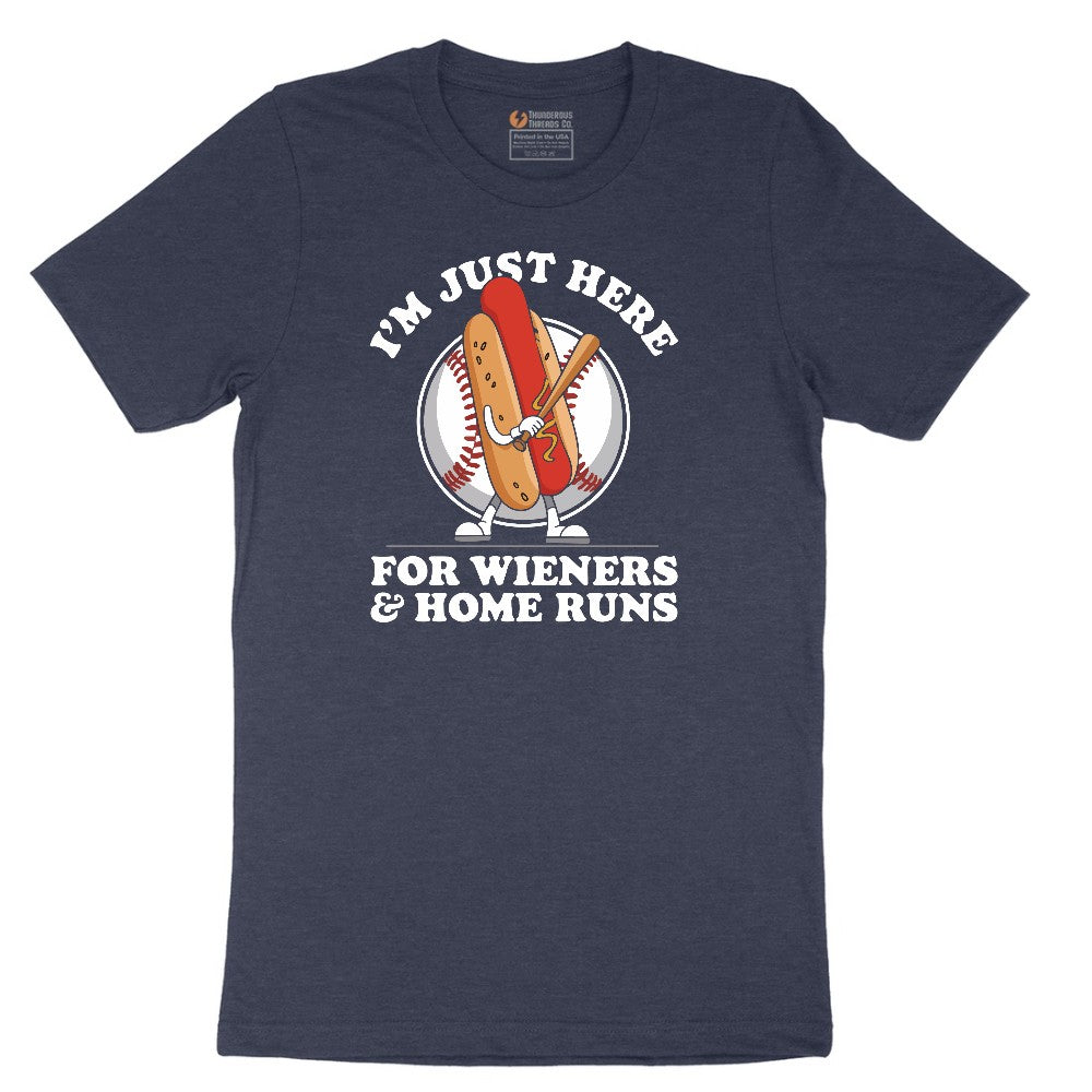 I'm Just Here for Weiners and Home Runs Short Sleeve Tee - Heather Navy
