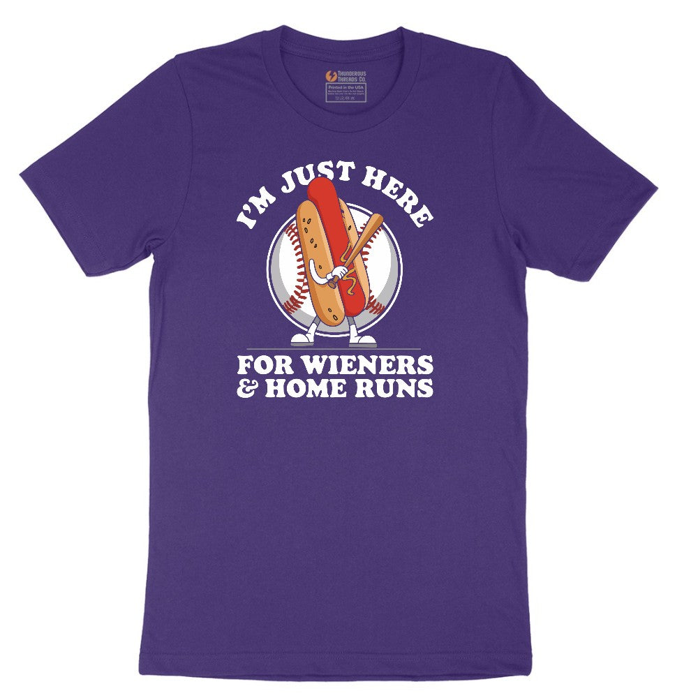 I'm Just Here for Weiners and Home Runs Short Sleeve Tee - Team Purple
