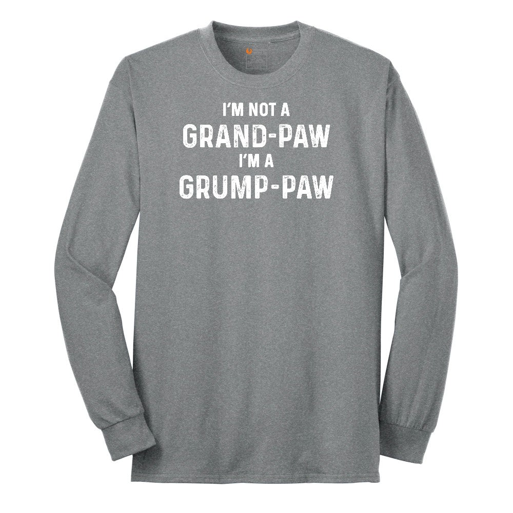 I'm Not a Grand Paw I'm a Grump Paw Long Sleeve Tee - Athletic Grey