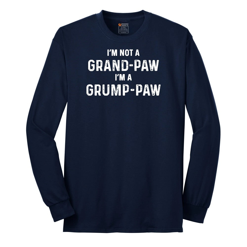 I'm Not a Grand Paw I'm a Grump Paw Long Sleeve Tee - Navy