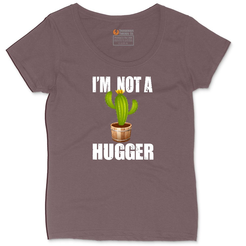 I'm Not a Hugger Ladies Curvy Tee - Sangria Blackout