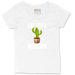 I'm Not a Hugger Ladies Curvy Tee - White