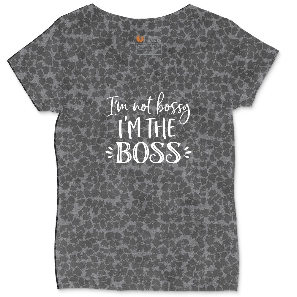 I'm Not Bossy I'm the Boss Ladies Curvy Tee - Black Leopard