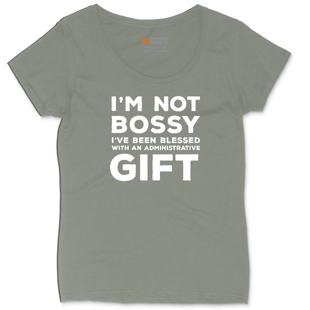 I'm Not Bossy I've Been Blessed with an Administrative Gift Ladies Curvy Tee - Bamboo Blackout