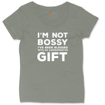 I'm Not Bossy I've Been Blessed with an Administrative Gift Ladies Curvy Tee - Bamboo Blackout