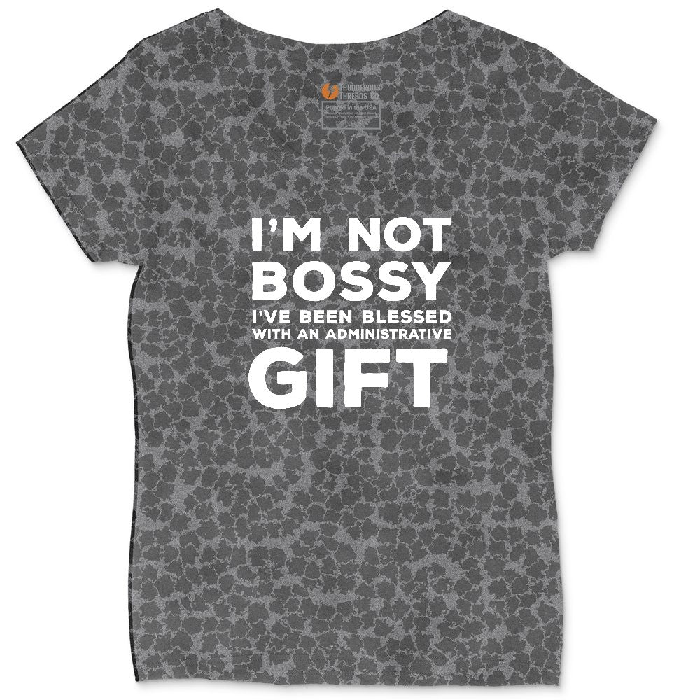 I'm Not Bossy I've Been Blessed with an Administrative Gift Ladies Curvy Tee - Black Leopard