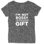 I'm Not Bossy I've Been Blessed with an Administrative Gift Ladies Curvy Tee - Black Leopard