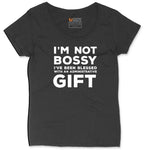 I'm Not Bossy I've Been Blessed with an Administrative Gift Ladies Curvy Tee - Black