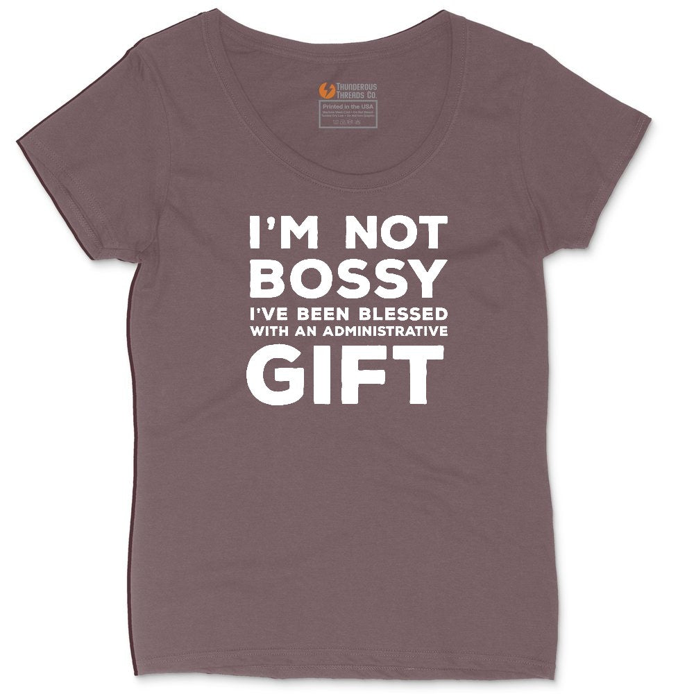 I'm Not Bossy I've Been Blessed with an Administrative Gift Ladies Curvy Tee - Sangria Blackout