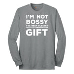 I'm Not Bossy I've Been Blessed with an Administrative Gift - Mens & Ladies T-Shirt Long Sleeve Tee - Athletic Grey