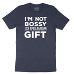 I'm Not Bossy I've Been Blessed with an Administrative Gift - Mens & Ladies T-Shirt Short Sleeve Tee - Heather Navy