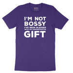 I'm Not Bossy I've Been Blessed with an Administrative Gift - Mens & Ladies T-Shirt Short Sleeve Tee - Team Purple