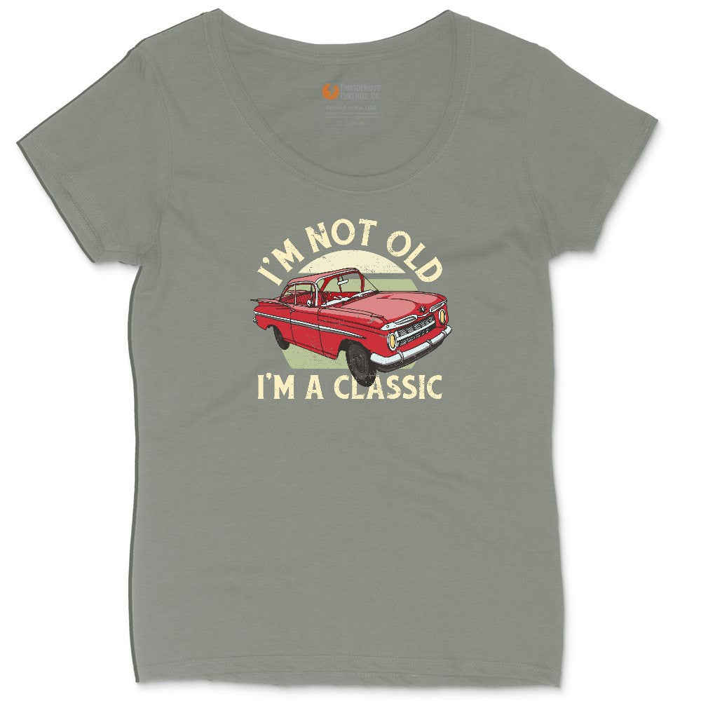I'm Not Old I'm a Classic Car Design Ladies Curvy Tee - Bamboo Blackout