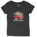 I'm Not Old I'm a Classic Car Design Ladies Curvy Tee - Black