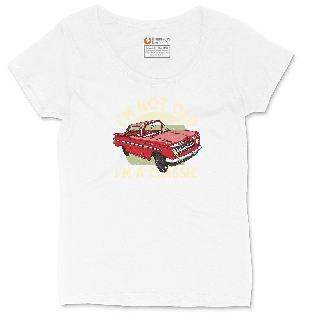 I'm Not Old I'm a Classic Car Design Ladies Curvy Tee - White
