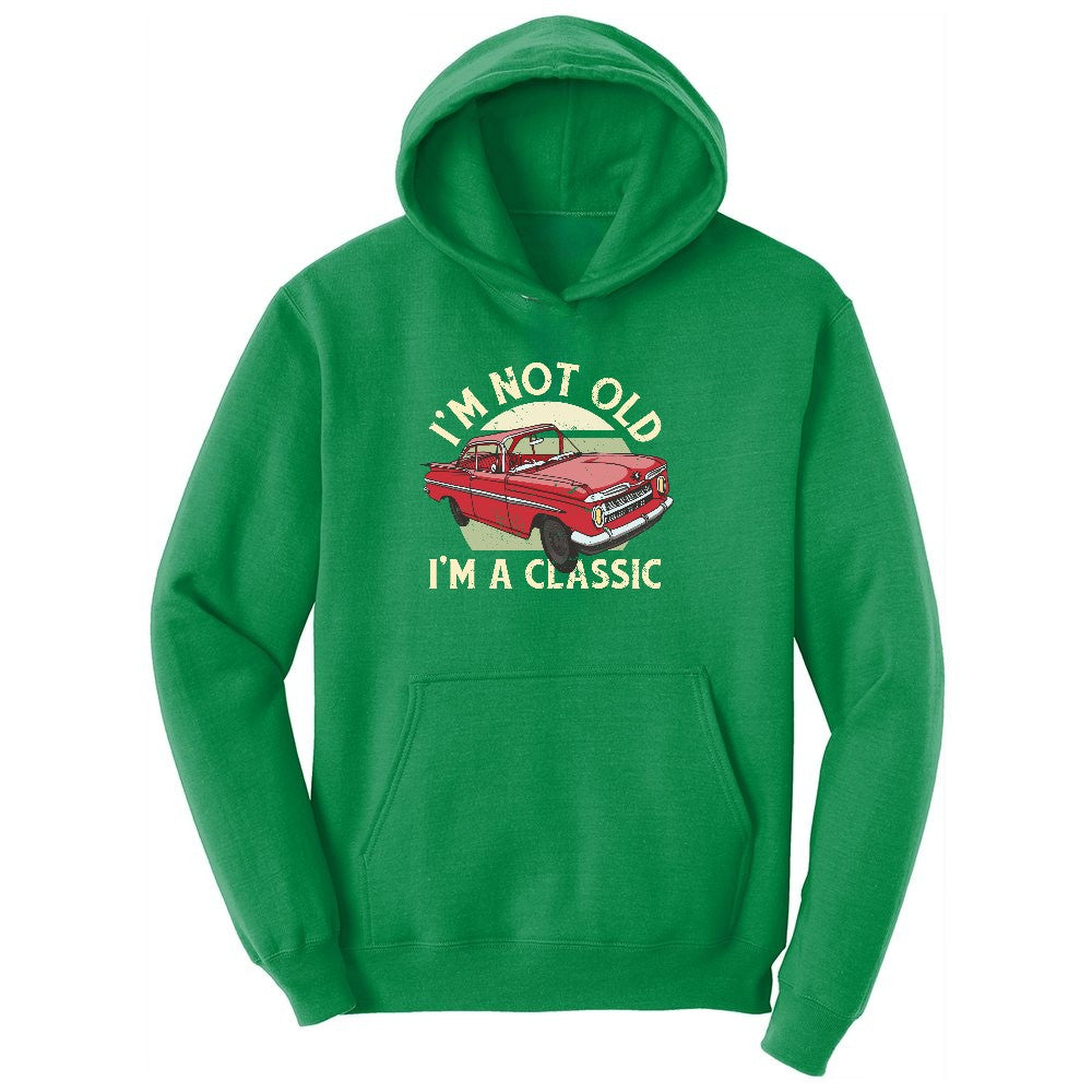 I'm Not Old I'm a Classic Car Design Ladies Hoodie - Kelly Green