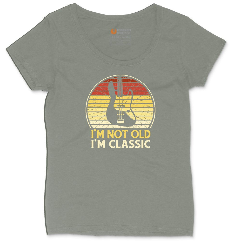 I'm Not Old I'm Classic Guitar Version Ladies Curvy Tee - Bamboo Blackout