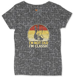 I'm Not Old I'm Classic Guitar Version Ladies Curvy Tee - Black Leopard