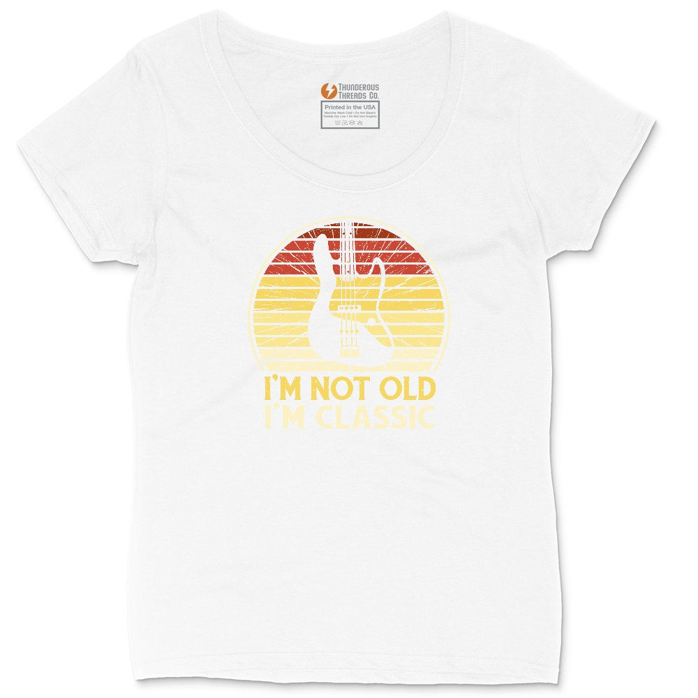 I'm Not Old I'm Classic Guitar Version Ladies Curvy Tee - White