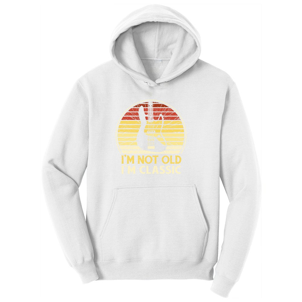 I'm Not Old I'm Classic Guitar Version Ladies Hoodie - White