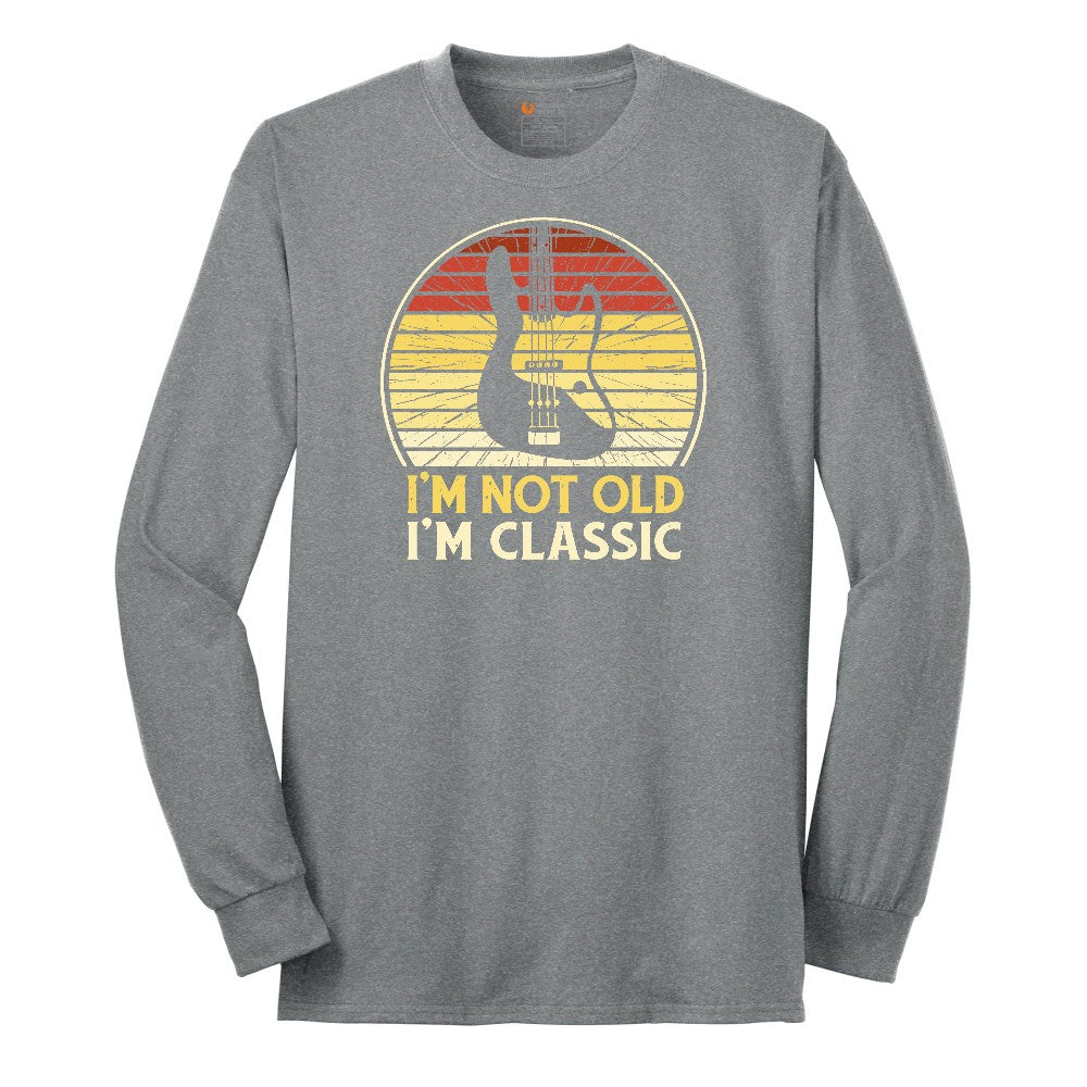 I'm Not Old I'm Classic Guitar Version Long Sleeve Tee - Athletic Grey