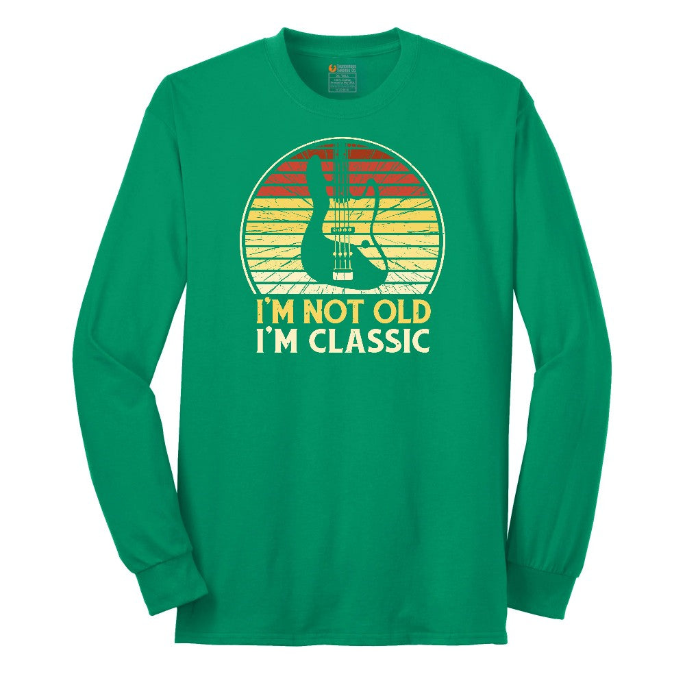 I'm Not Old I'm Classic Guitar Version Long Sleeve Tee - Kelly Green