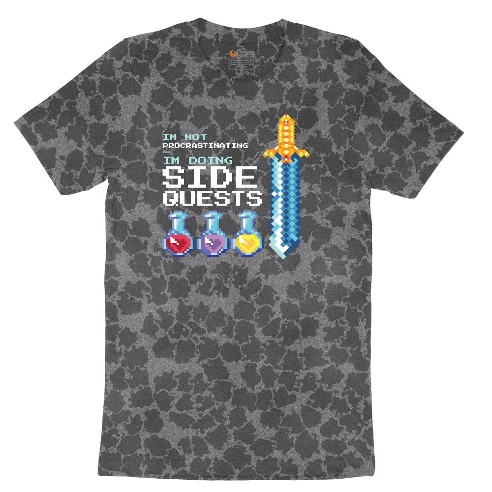 I'm Not Procrastinationg I'm Doing Side Quests - Mens & Ladies T-Shirt Ladies Short Sleeve Tee - Black Leopard