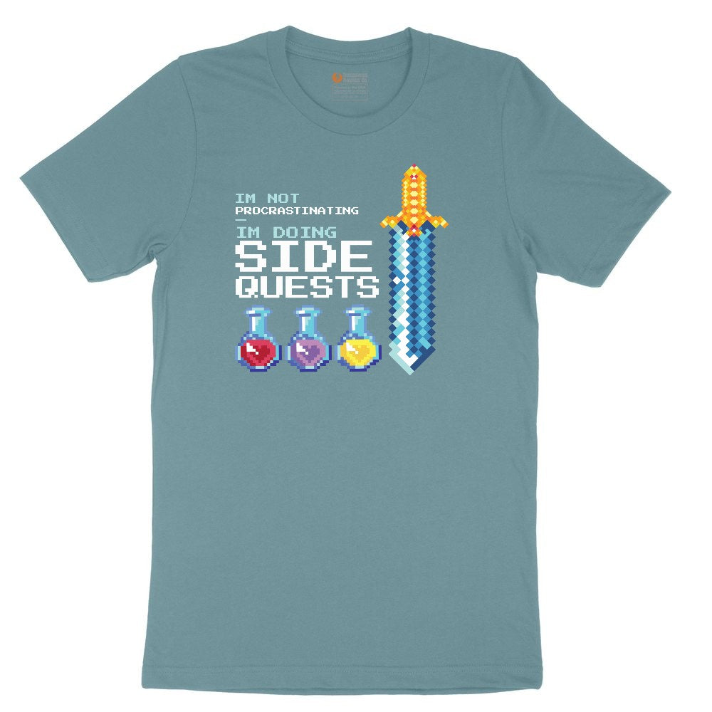 I'm Not Procrastinationg I'm Doing Side Quests - Mens & Ladies T-Shirt Ladies Short Sleeve Tee - Surf Blackout