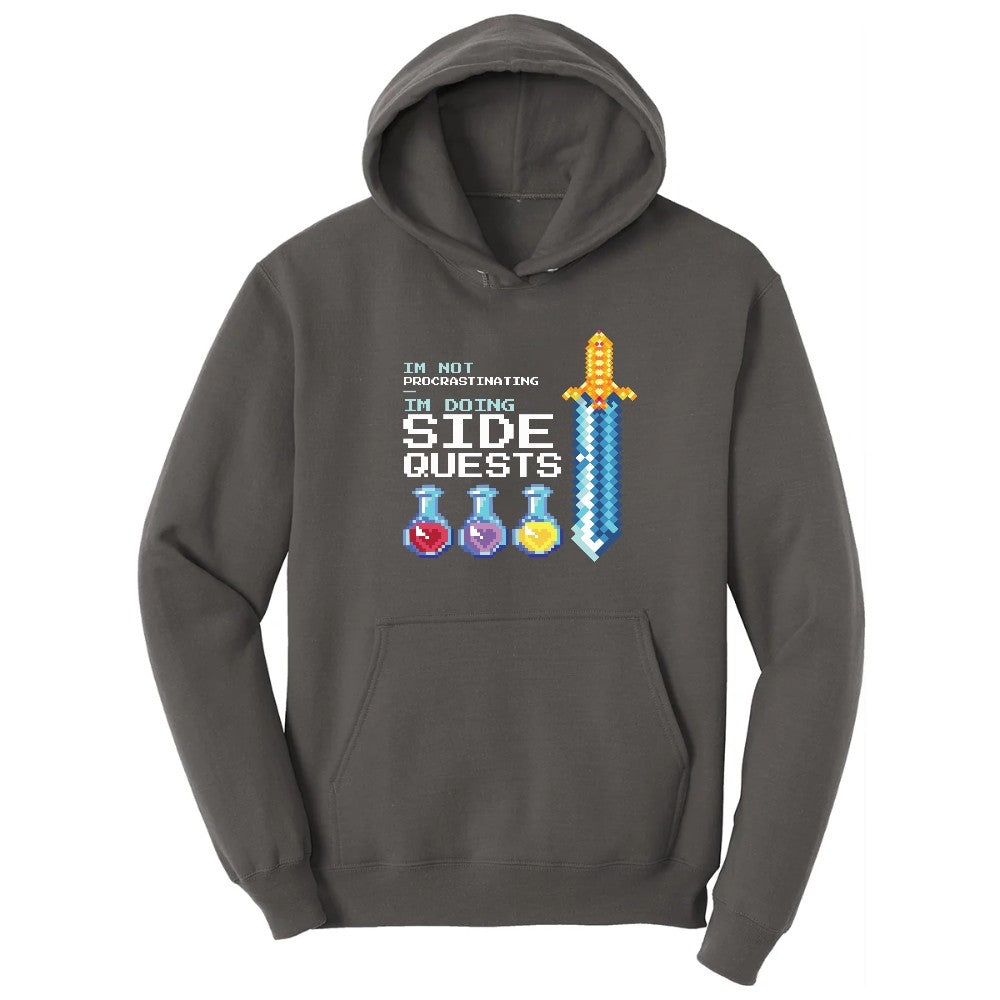 I'm Not Procrastinationg I'm Doing Side Quests - Mens & Ladies T-Shirt Hoodie - Charcoal