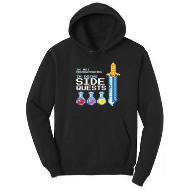 I'm Not Procrastinationg I'm Doing Side Quests - Mens & Ladies T-Shirt Hoodie - Jet Black