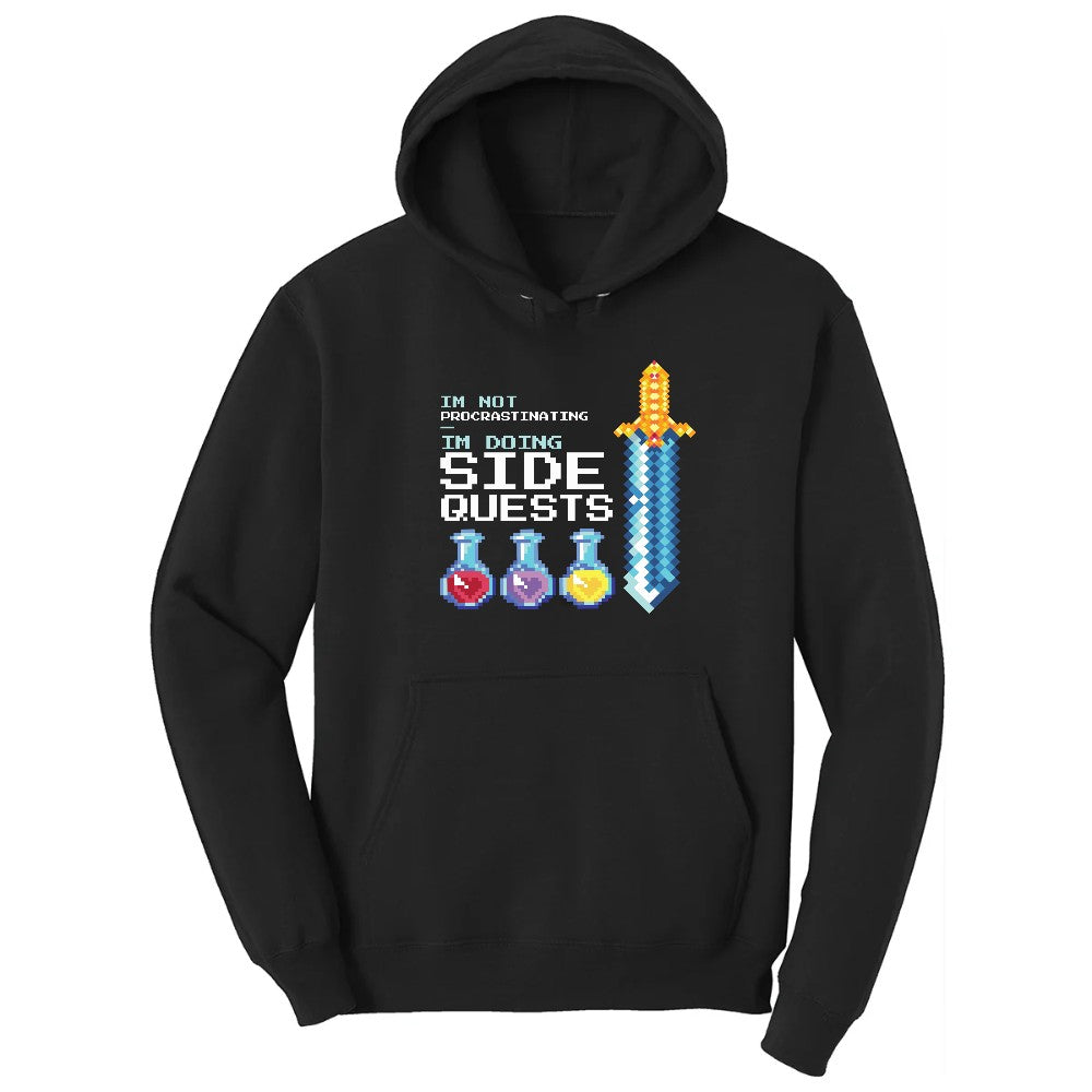 I'm Not Procrastinationg I'm Doing Side Quests - Mens & Ladies T-Shirt Hoodie - Jet Black