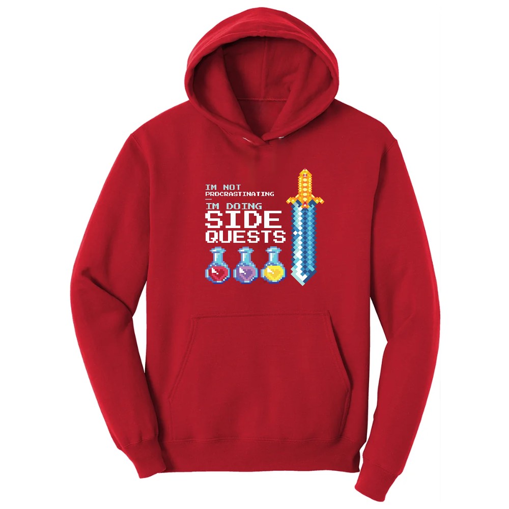 I'm Not Procrastinationg I'm Doing Side Quests - Mens & Ladies T-Shirt Hoodie - Red